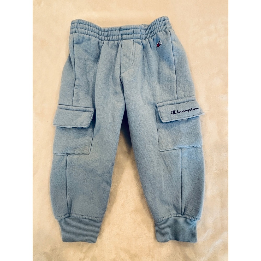 Champion Baby Boys Light Blue Fleece Cargo Jogger Sweatpants 18M